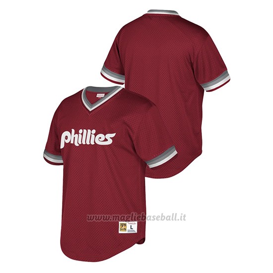 Maglia Baseball Uomo Philadelphia Phillies Cooperstown Collection Mesh Wordmark V-neck Marronee